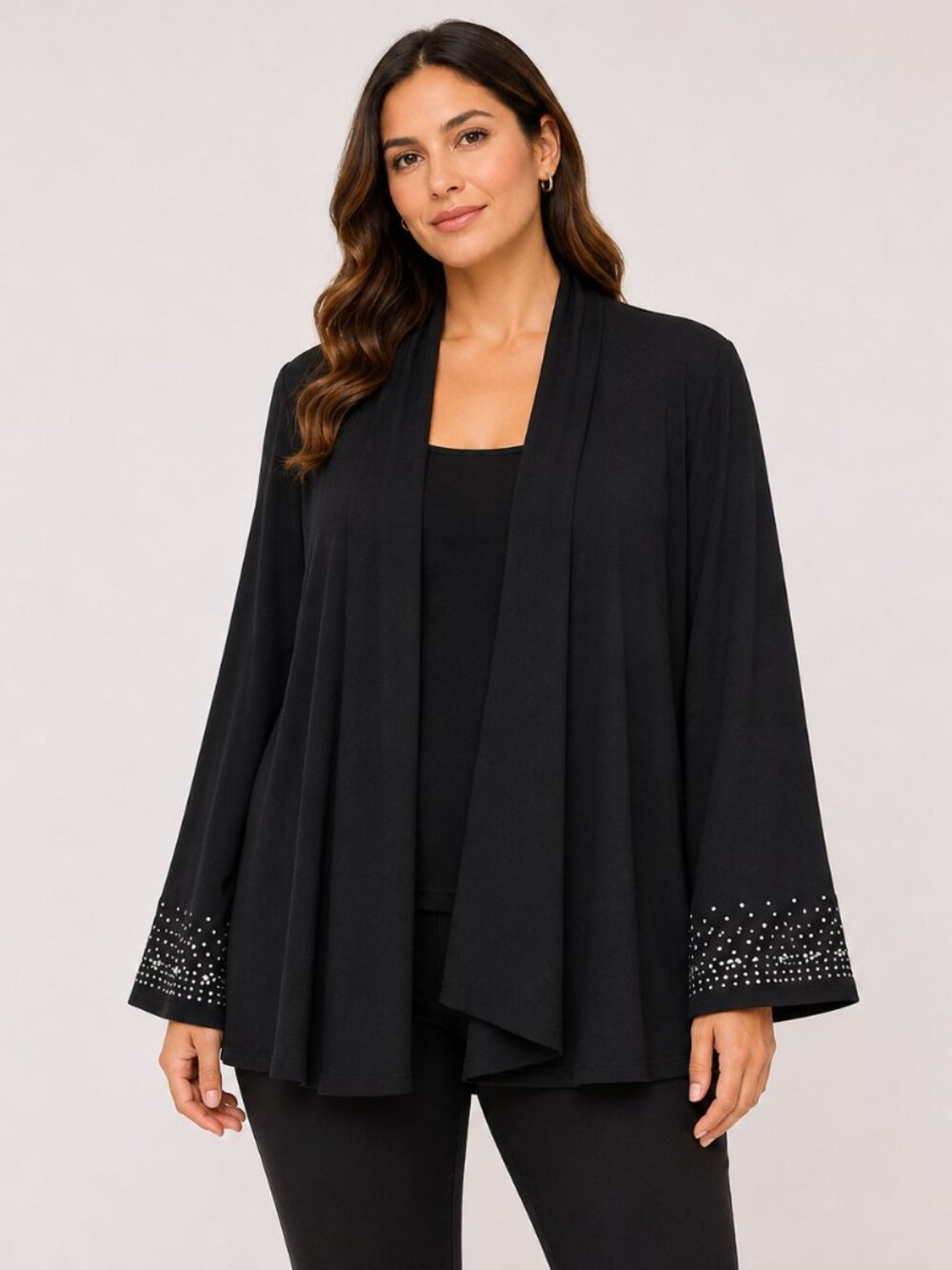 Leslie Fay black jacket sheer open front Size:14W